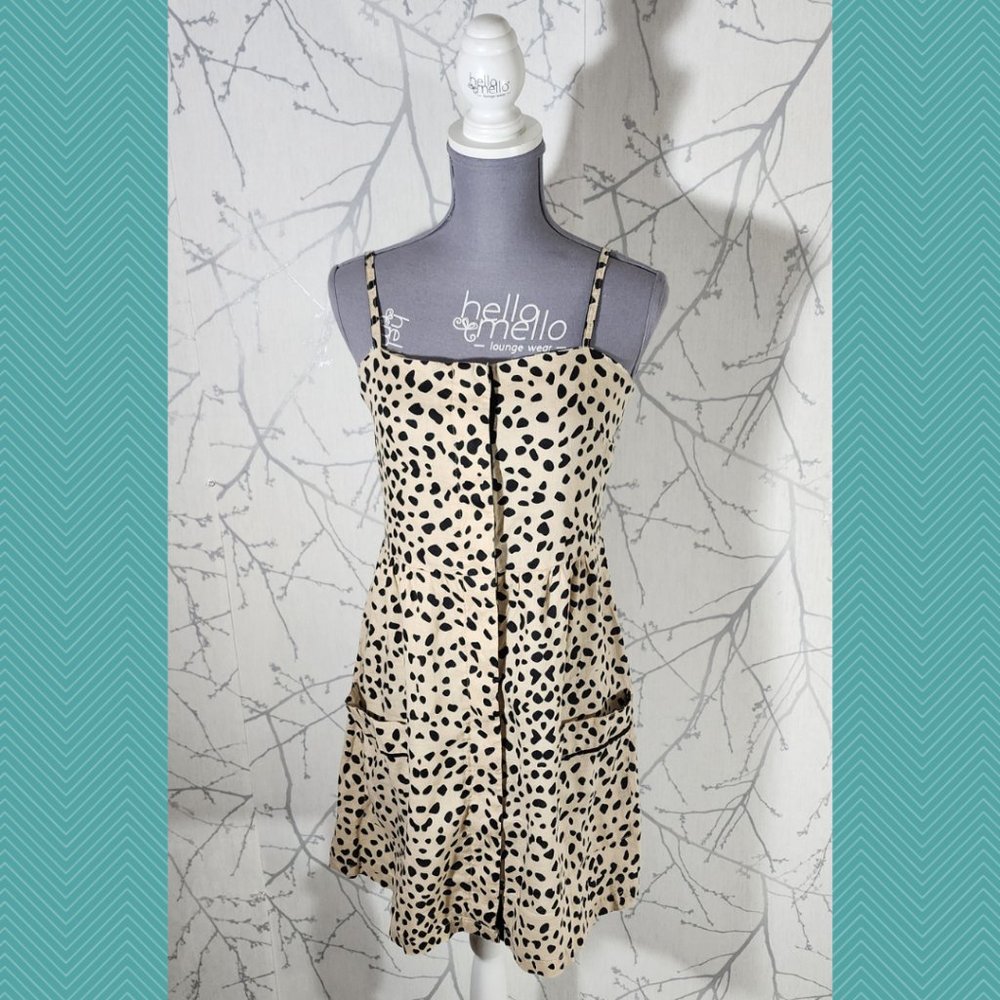 Zingara Animal Print 100% Linen Strappy Button Front Sundress